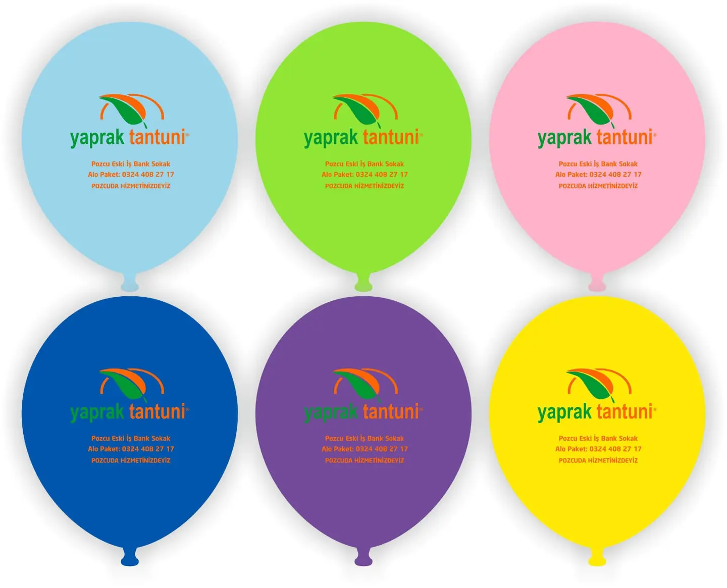 Açılış için hazırlanan, logo baskılı renkli promosyon balonları.